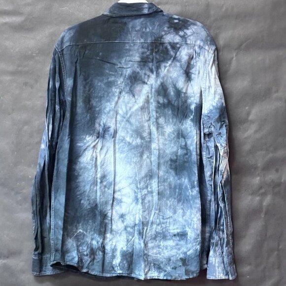Wrangler Black Tie Dye Shirt Long Sleeve Size Large Blue Rodeo Tied Dyed Ombré - Picture 2 of 9